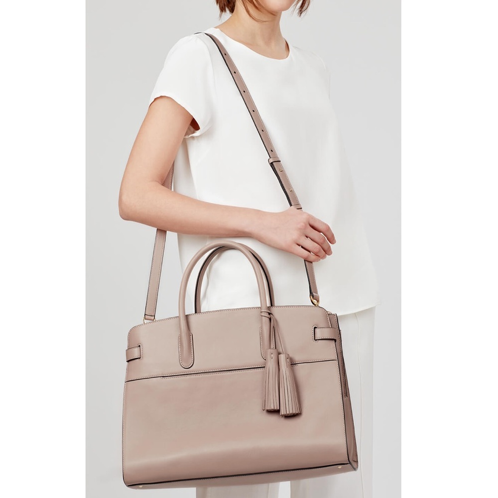 Cuyana Made In Italy Work Satchel in Quartz with Gold Hardware - Picture 6 of 11